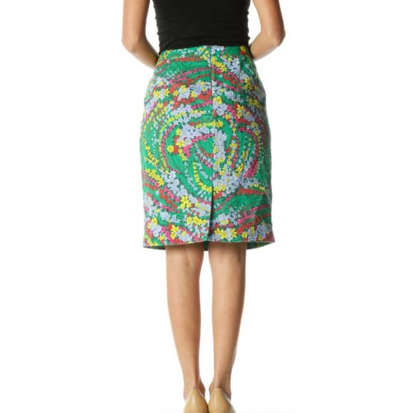Talbots Green Multicolor Floral Print Pencil Skirt 2P 2 Petite - Picture 5 of 16